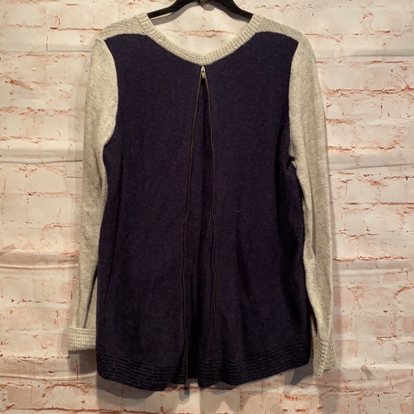 Madewell back zip hi low pullover sweater M grey - Picture 9 of 11